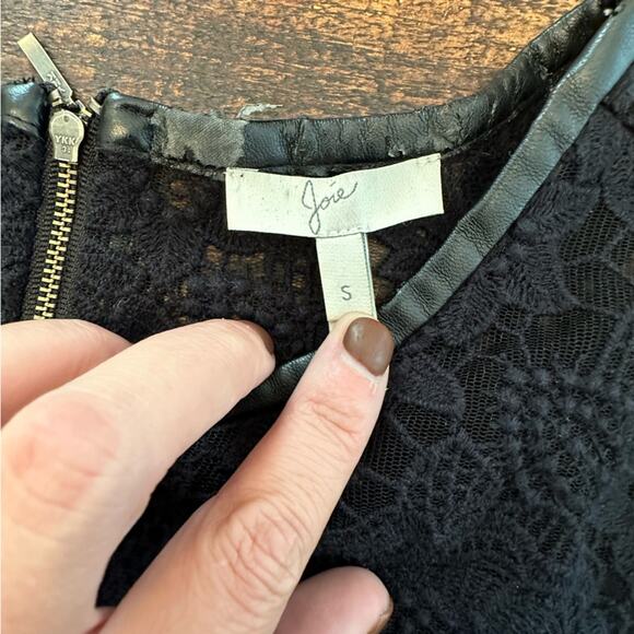 Joie Lace Shirt with Faux Leather trim- GUC - Picture 3 of 4